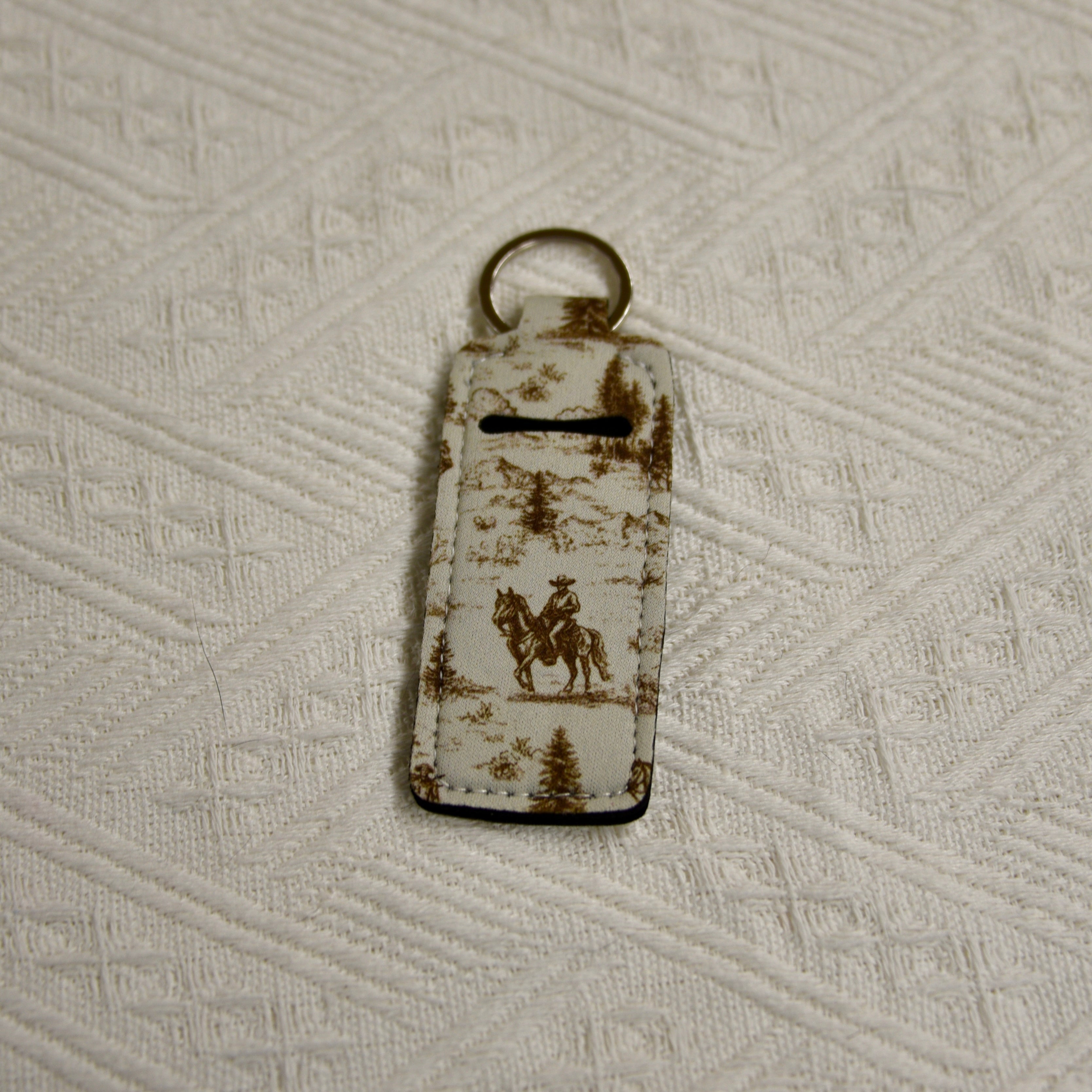 Chapstick Holder Keychain – Cow Print, Camo Pink Bow, Cowboy Toile, Barn Toile, croquette, duck, moon