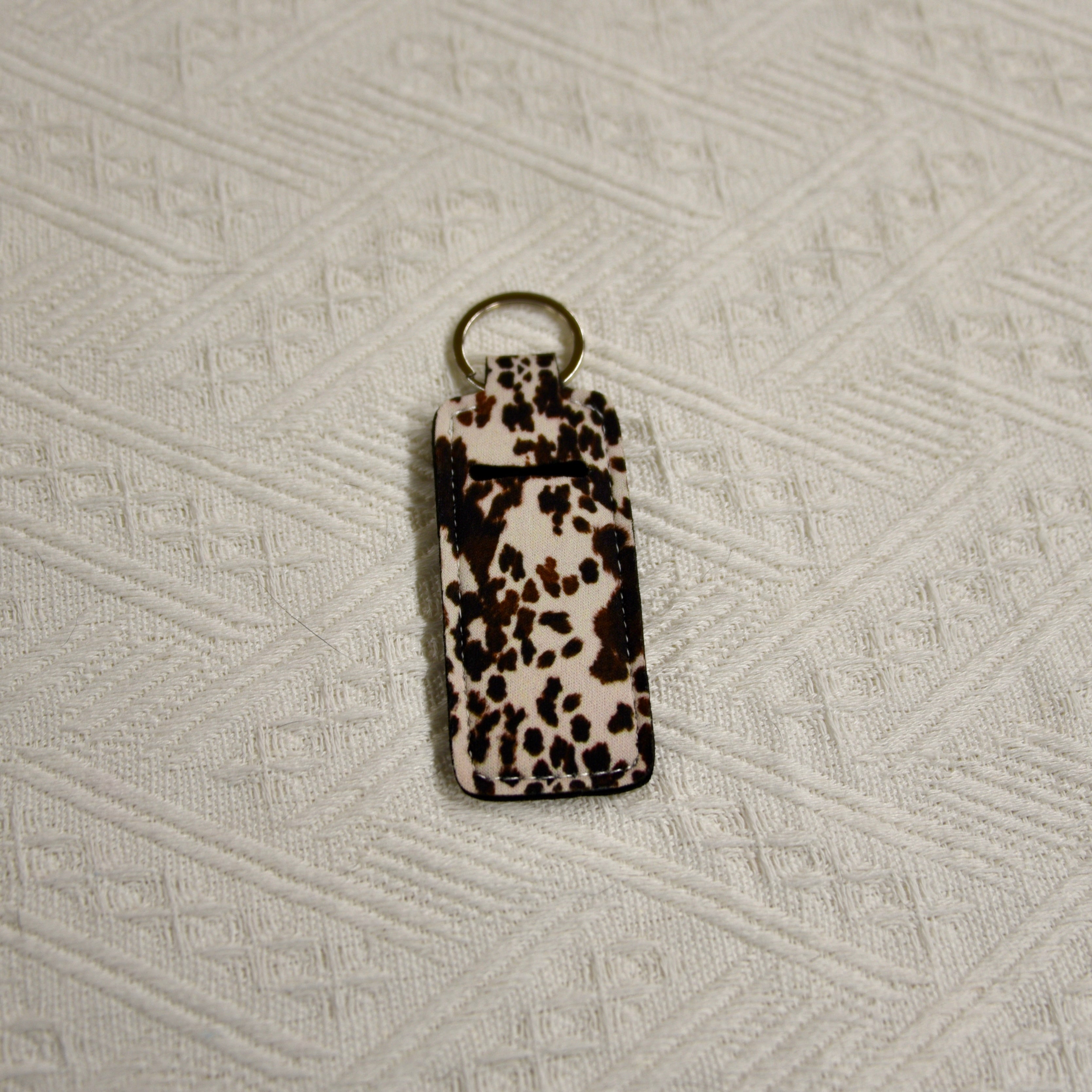 Chapstick Holder Keychain – Cow Print, Camo Pink Bow, Cowboy Toile, Barn Toile, croquette, duck, moon