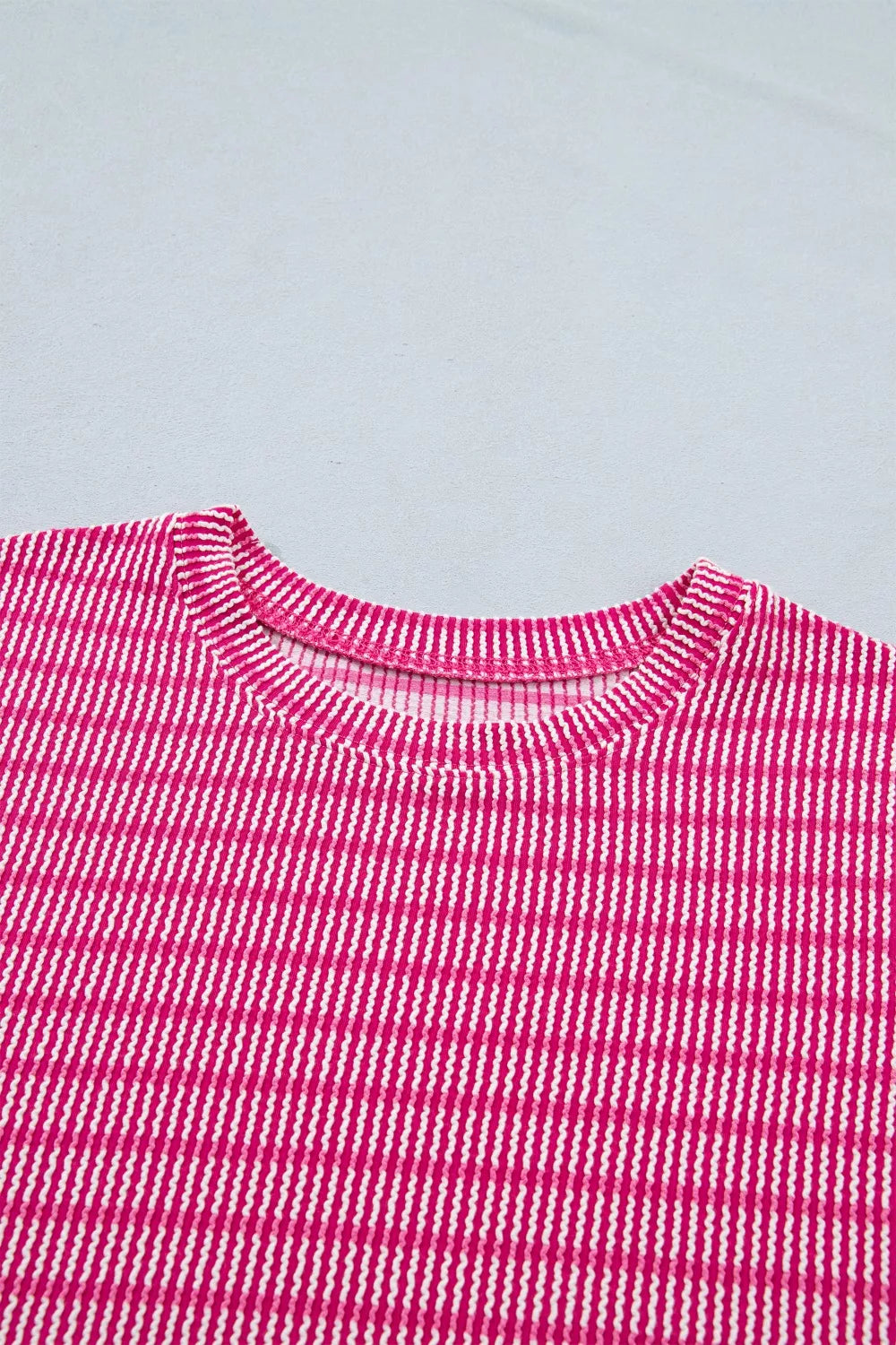 Stripe Rib Drawstring 2pcs Short Set