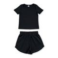 Short sleeves black top shorts kids girls yoga active set