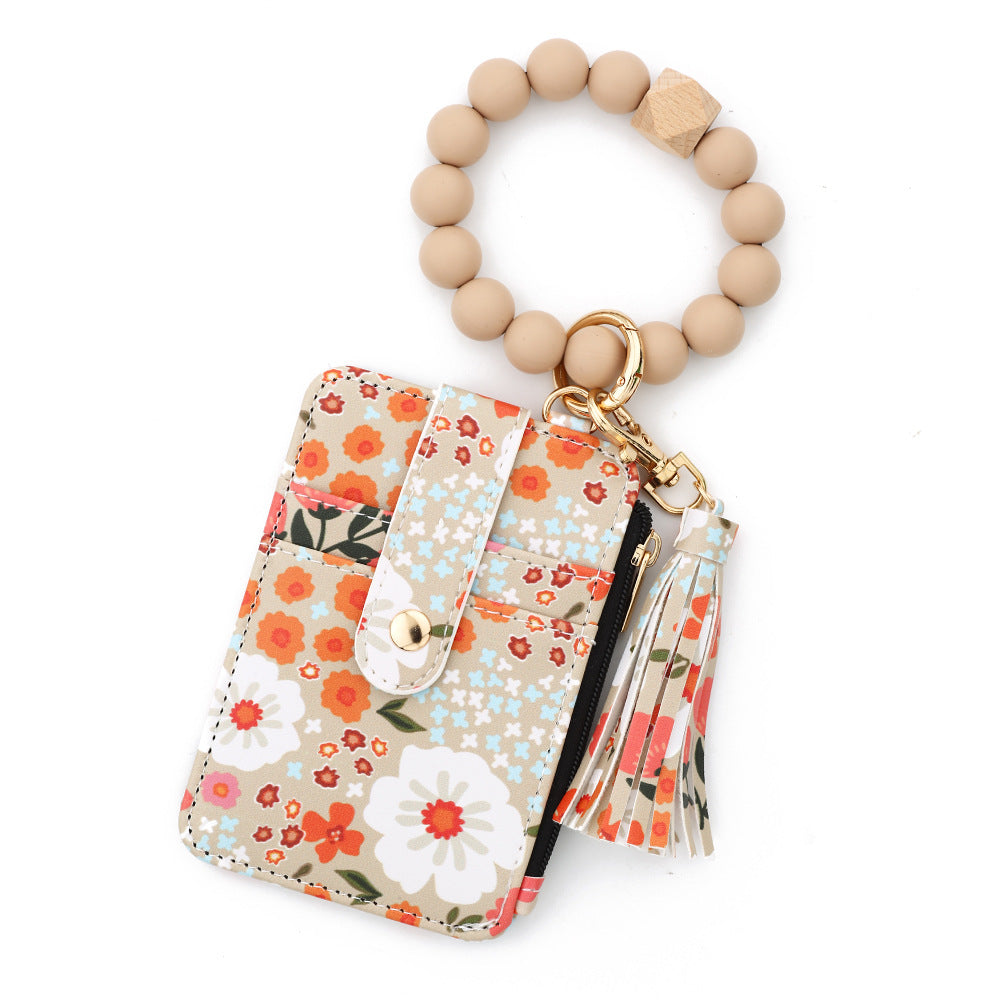 ID bag, silicone bracelet, floral folded edge card bag, TK printed leather wallet, keychain.