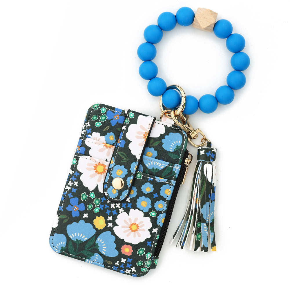 ID bag, silicone bracelet, floral folded edge card bag, TK printed leather wallet, keychain.