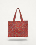 Quilted Cotton Zipper Tote, Red Paisley