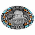 Cowboys Hat Turquoise Decor Western Belt Buckle
