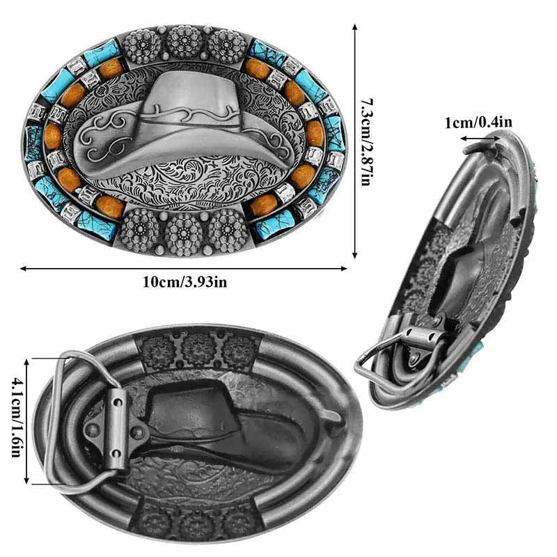Cowboys Hat Turquoise Decor Western Belt Buckle
