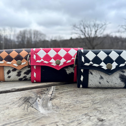 Black Pink or Brown Checkered Small Wallet by Double B Wild Rags