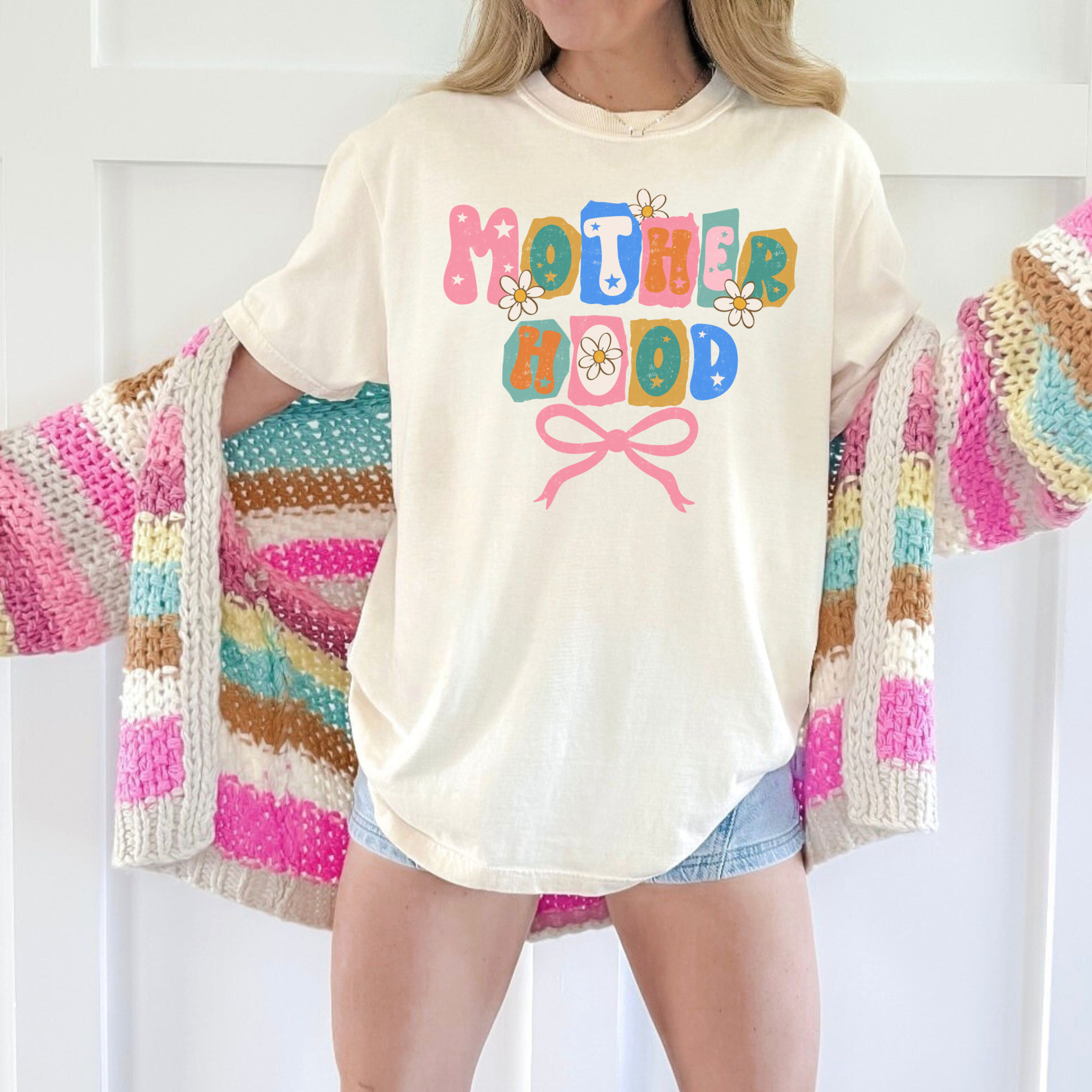 Motherhood Retro Floral Bow Graphic Tee