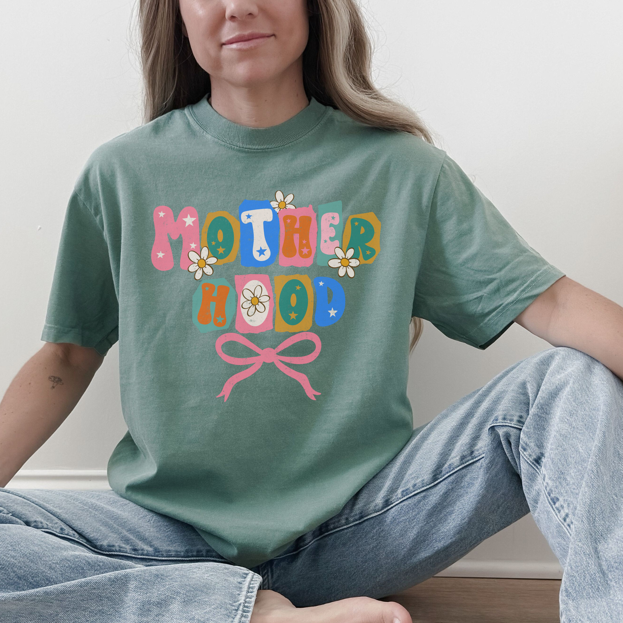 Motherhood Retro Floral Bow Graphic Tee