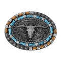 Longhorn Turquoise Decor Western Belt Buckle