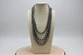 Western Triple-Strand Burnished Faux Sterling Pearl Necklace — Long Layered Set (24", 28", 35")