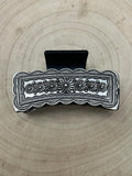 Western Faux Silver Claw Clip — Large 4.5" Polished Hair Statement